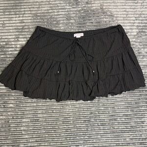 Pacific Beach Black Tiered Cover Up Skirt front tie size 3X